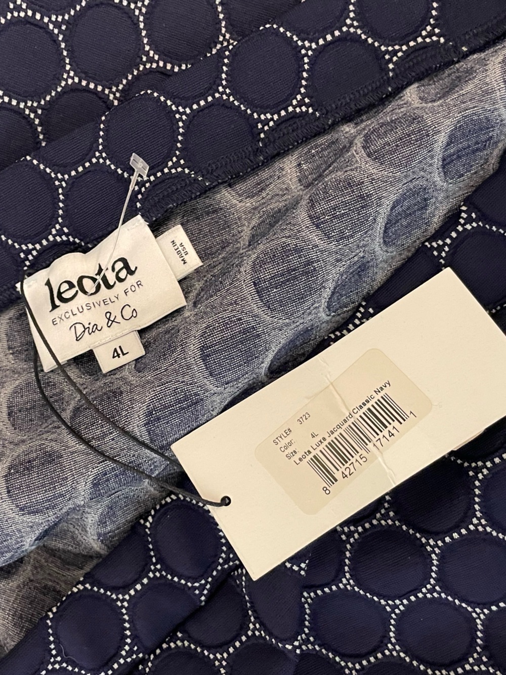 Nwt Leota Circle Jacquard Ponte Pencil Skirt Blue Hexagon Print Mini 4x — image 4 of 5